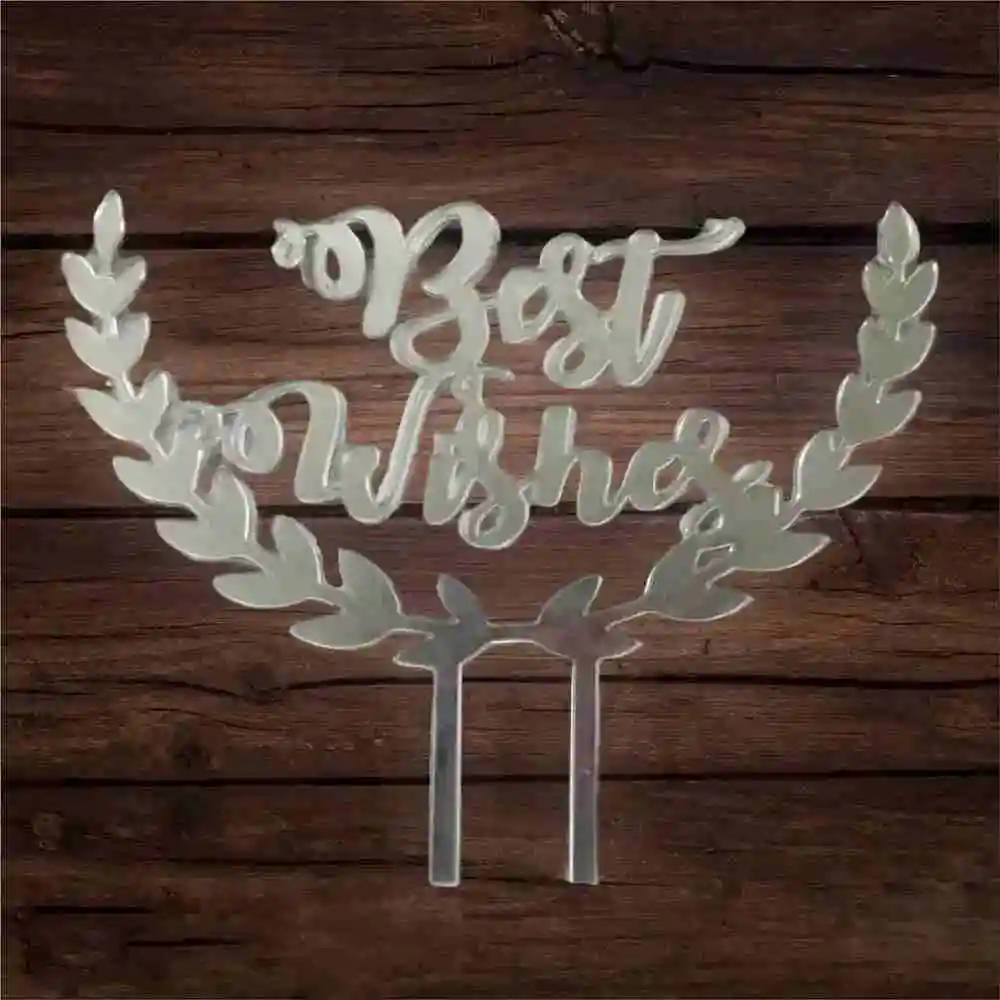 Best Wishes Cake Topper-Silver